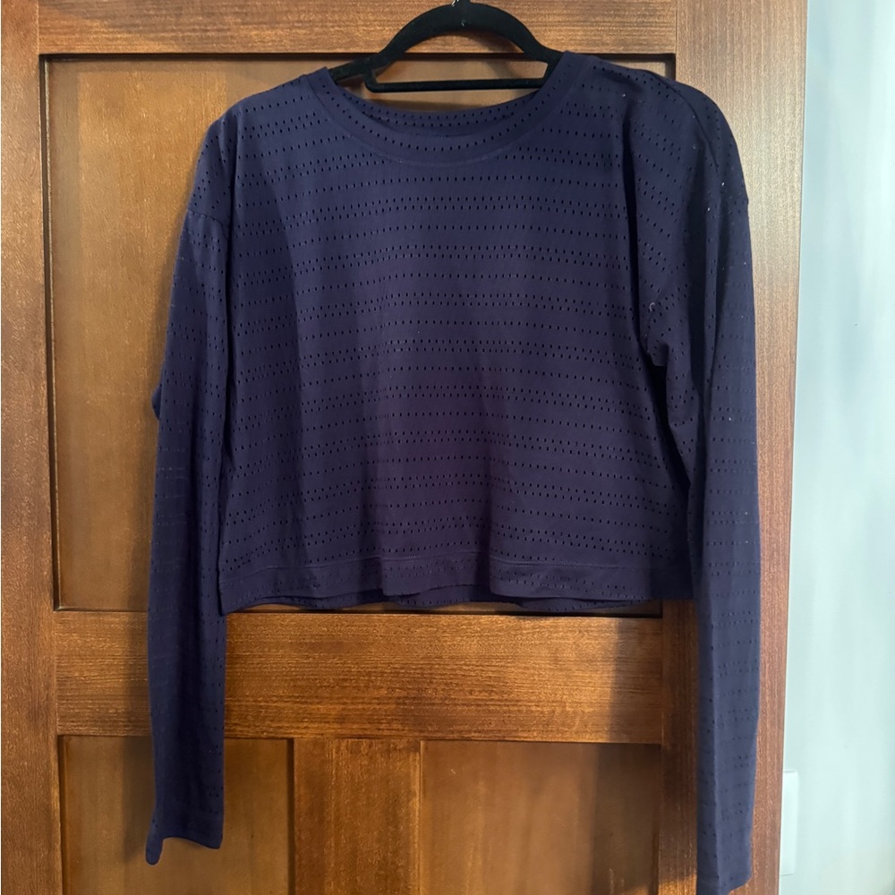 Women's sweaty Betty navy Long Sleeve mesh Top size small